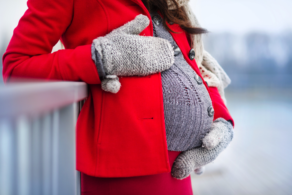 pregnant woman in the winter