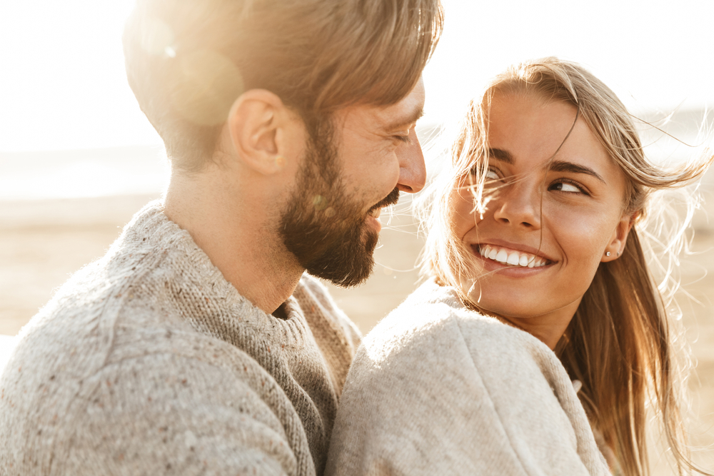 Close up of a smiling young couple